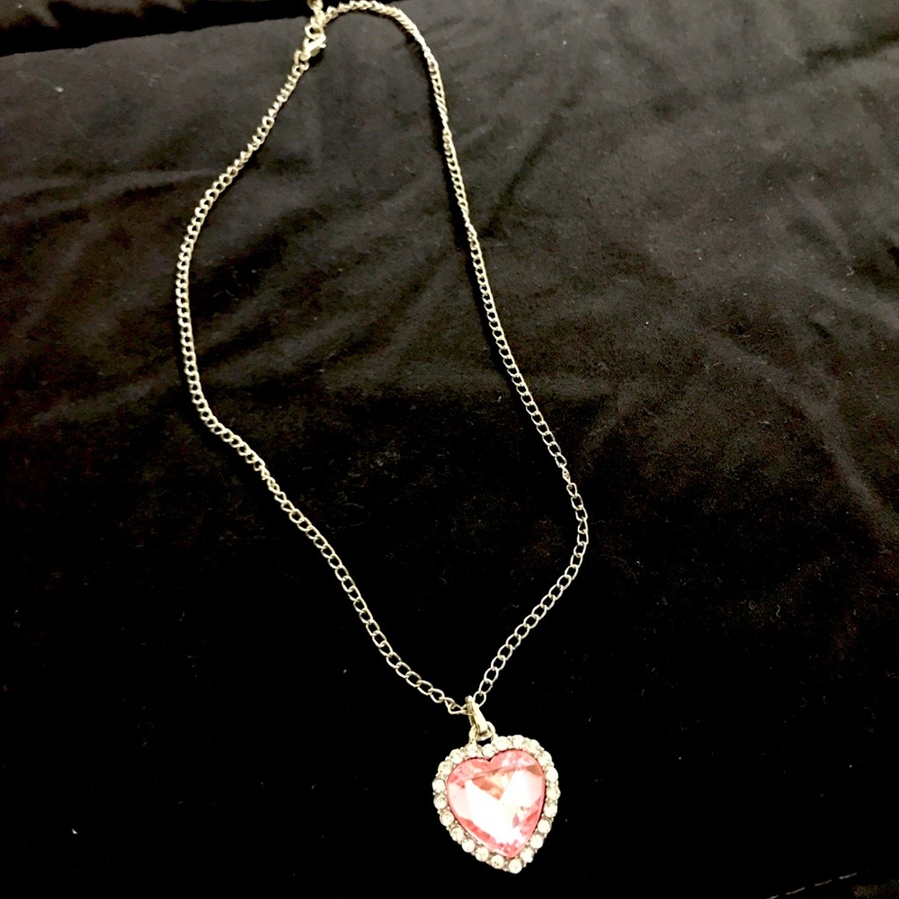 Pink and crystal heart shaped necklace